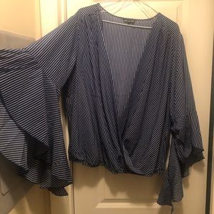 Long-sleeved striped top